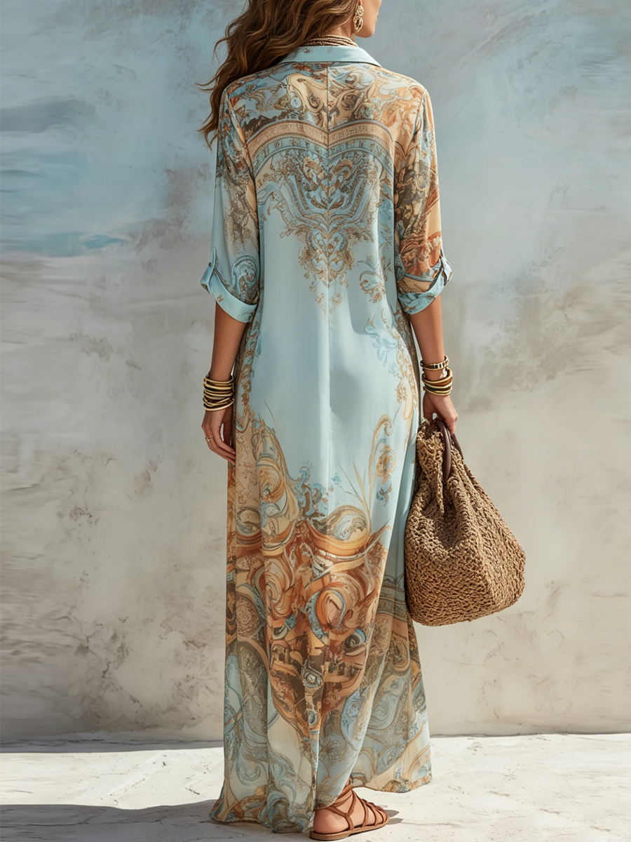Barbara | Abito Lungo in Chiffon Stile Barocco
