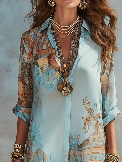 Barbara | Abito Lungo in Chiffon Stile Barocco
