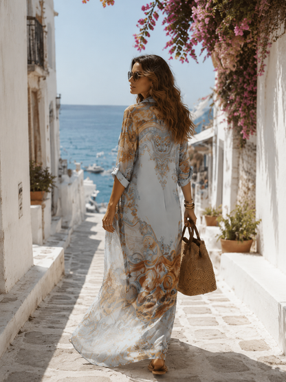 Barbara | Abito Lungo in Chiffon Stile Barocco