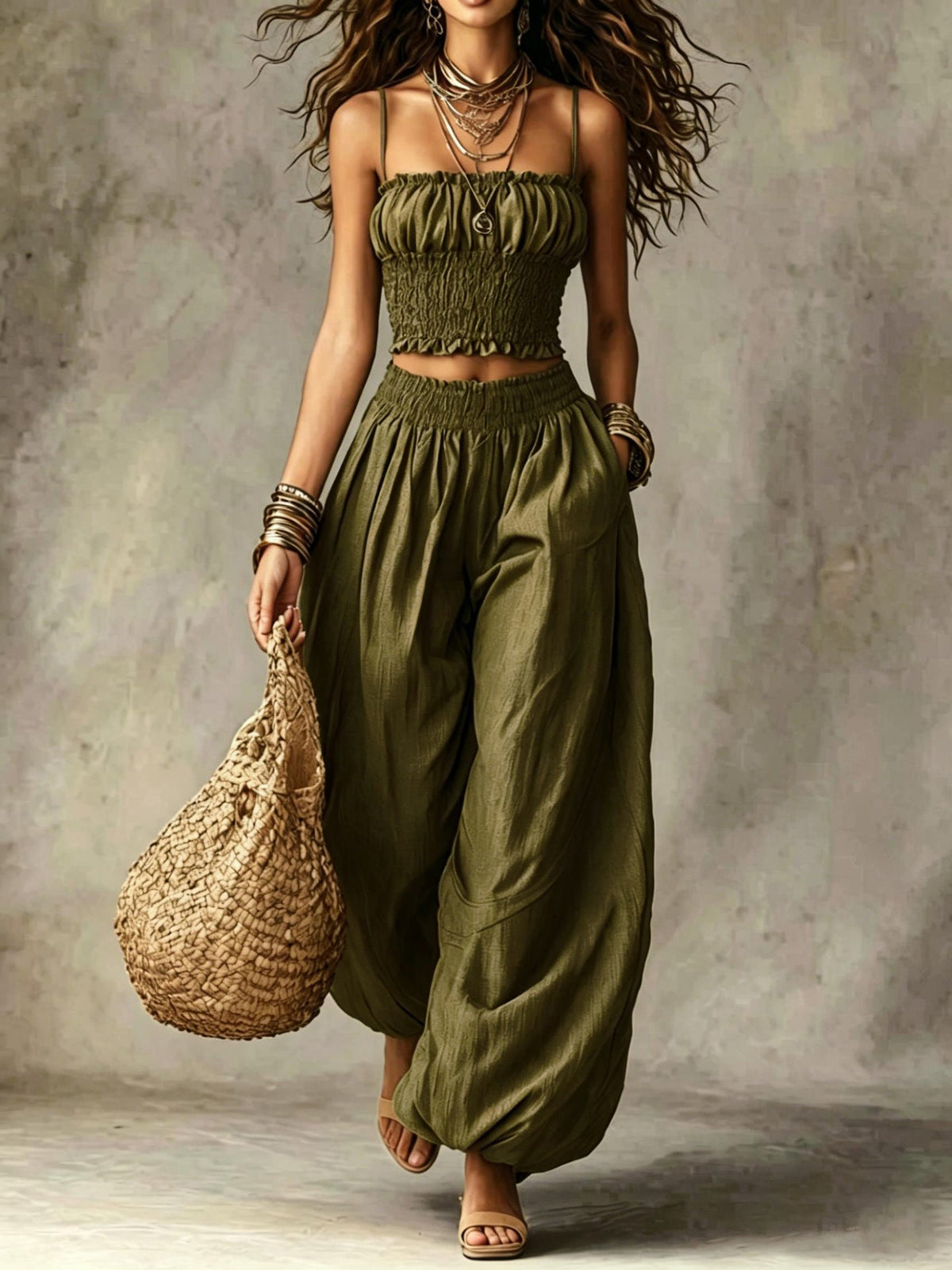 Marisa | Completo Due Pezzi con Top Arricciato
