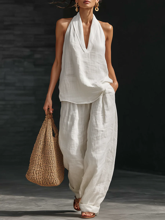 Zoe | Completo Top Smanicato e Pantaloni Ampi