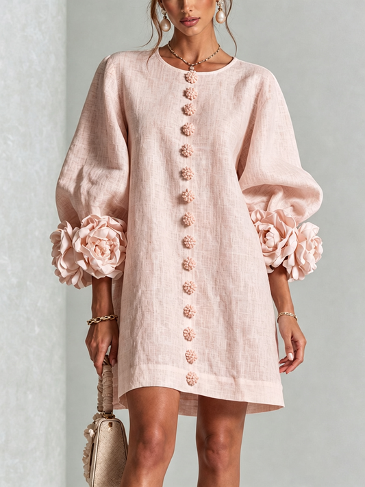 Fiorella | Mini Abito con Bottoni a Fiore