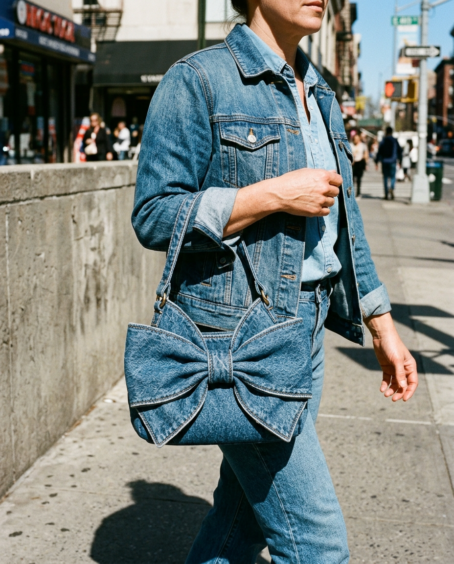 Brezza | Borsa in Denim con Fiocco